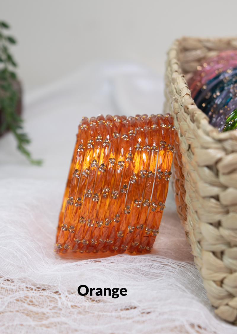 Tulips Stone Glass Bangles