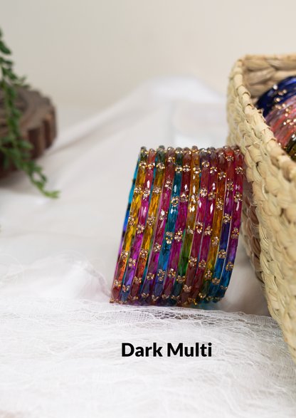 Tulips Stone Glass Bangles